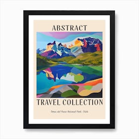 Abstract Travel Collection Poster Torres Del Paine National Park Chile 3 Art Print