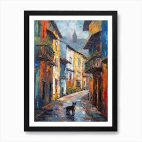 Painting Of A Street In Buenos Aires With A Cat 4 Impressionism Art Print