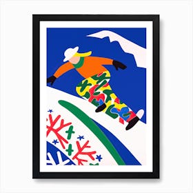 Snowboarding In The Style Of Matisse 4 Art Print