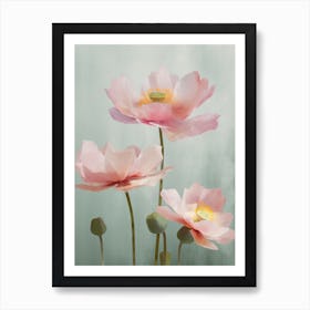 Lotus Flowers Acrylic Painting In Pastel Colours 4 Art Print