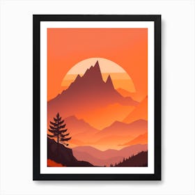 Misty Mountains Vertical Composition In Orange Tone 170 Art Print