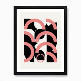 Geometrical Semi Circles In Pink Art Print