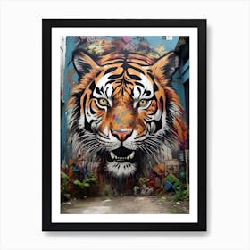 Tiger Art In Street Art Style 1 Art Print