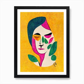 Abstract Floral Botanical Face 7 Art Print