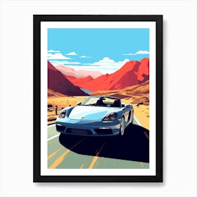 A Porsche Carrera Gt In The Andean Crossing Patagonia Illustration 3 Art Print