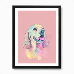 Cocker Spaniel Dog Pastel Line Illustration  1 Art Print