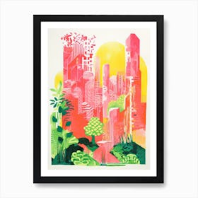 Butchart Gardens Abstract Riso Style 1 Art Print