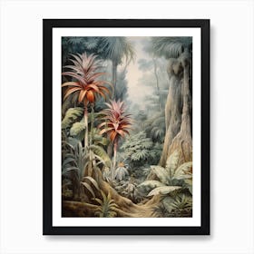 Vintage Jungle Botanical Illustration Bromeliads 1 Art Print