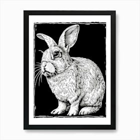 English Lop Blockprint Rabbit Illustration 9 Art Print