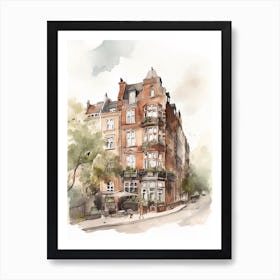 Norrebro Copenhagen Neighborhood, Watercolour 2 Art Print