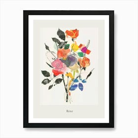 Rose 1 Collage Flower Bouquet Poster Art Print