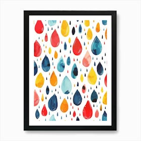 Watercolor Raindrops Seamless Pattern Art Print