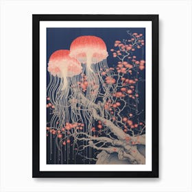 Comb Jellyfish Traditional Japanese Illustration 2 Art Print