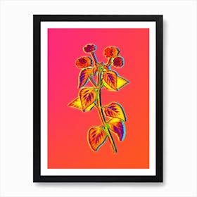 Neon Tickberry on Branches Botanical in Hot Pink and Electric Blue n.0201 Art Print