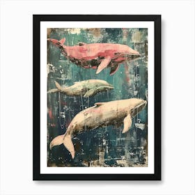 Whimsical Whales Brushstrokes 3 Art Print