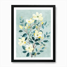 Dogwood Tree Flat Illustration 5 Art Print