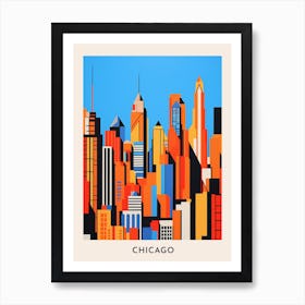 Chicago Colourful Travel Poster 7 Art Print