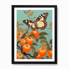 Butterfly With Fruit Japanese Style Painting 3 Art Print