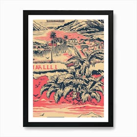 Malibu, California, Inspired Travel Pattern 3 Art Print