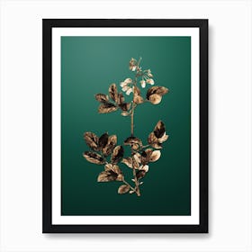 Gold Botanical Andromeda Mariana Branch on Dark Spring Green Art Print