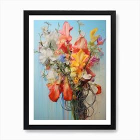 Abstract Flower Painting Aconitum 1 Art Print