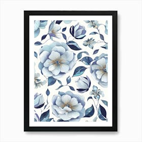 Blue Floral Pattern Art Print