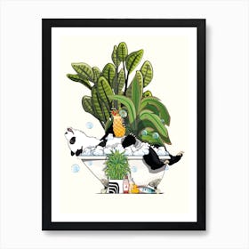 Panda Bear Relaxing In The Bath Art Print