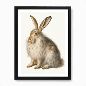 English Angora Blockprint Rabbit Illustration 6 Poster