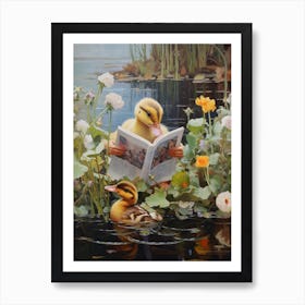 Duckling Reading A Book 1 Art Print