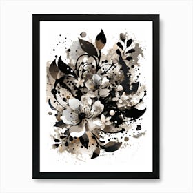 Black And White Flowers Art Print