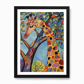 Giraffe In The Tree Branches 4 Art Print