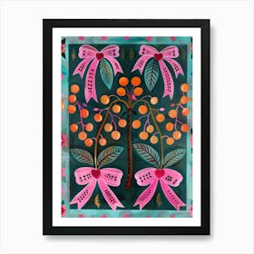 Cherry Pink Coquette 4 Pattern Art Print