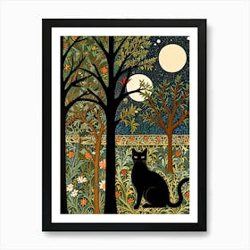 William Morris Cat In The Moonlight 14 Art Print