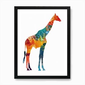 Rainbow Giraffe Watercolour 1 Art Print