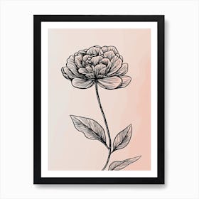 Line Art Marigold Flowers Illustration Neutral 1 Art Print