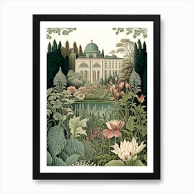 Nymphenburg Palace Gardens, Germany Vintage Botanical Art Print