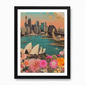 Sydney   Floral Retro Collage Style 4 Poster