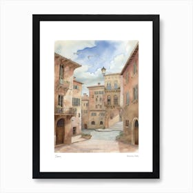 Siena, Tuscany, Italy 2 Watercolour Travel Poster Art Print