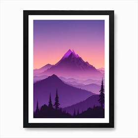 Misty Mountains Vertical Composition In Purple Tone 14 Art Print