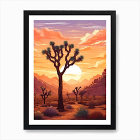 Joshua Tree At Sunset In Nat Viga Style (3) Art Print