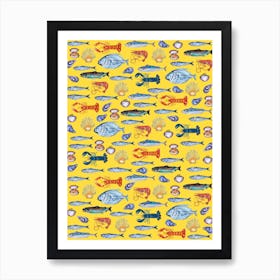 Fish Wallpaper Yellow Art Print
