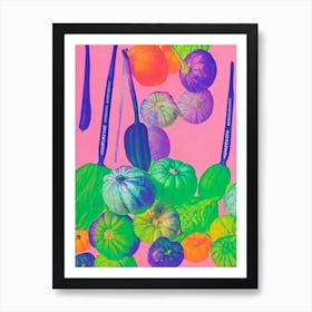 Squash Risograph Retro Poster vegetable Art Print