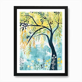 Willow Tree Flat Illustration 4 Art Print