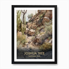Joshua Tree National Park Watercolour Vintage Travel Poster 4 Art Print