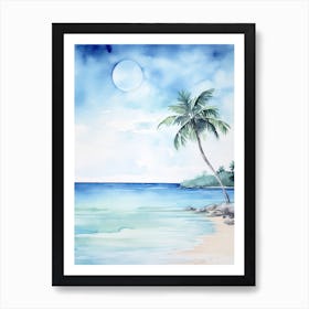 Watercolour Of Grace Bay Beach   Providenciales Turks And Caicos Islands 2 Poster