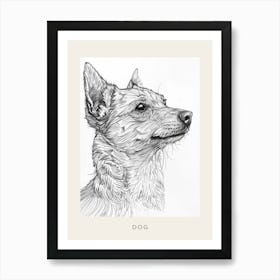 Furry Wire Haired Dog Line Sketch 1 Poster Art Print