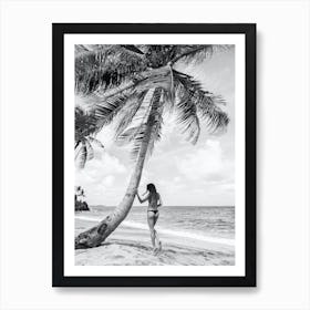 Dreamy Tropical Island Black And White Art Print