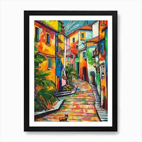 Painting Of Rio De Janeiro With A Cat In The Style Of Fauvism 1 Art Print