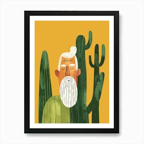Old Man Cactus Minimalist Abstract Illustration 2 Art Print