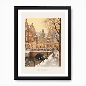 Vintage Winter Poster Bruges Belgium 1 Art Print